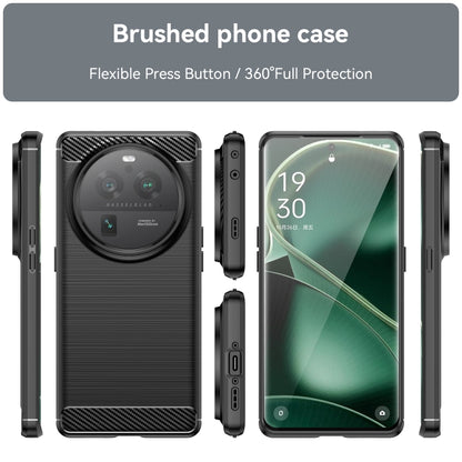 Black TPU phone case with brushed carbon-fiber texture and side buttons for OPPO Find X6 Pro