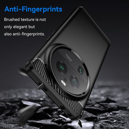 Black TPU phone case with carbon-fiber texture and camera lens protection for OPPO Find X6 Pro