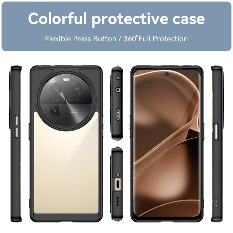 Black protective phone case with camera lens window and raised side buttons for OPPO Find X6