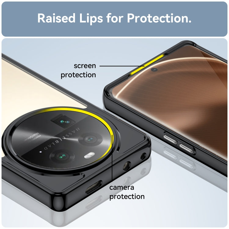 Black phone case with raised screen and camera protection edges for OPPO Find X6 5G