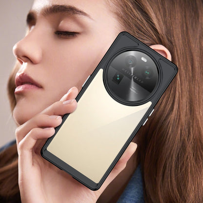 Black protective phone case with circular camera module window and cutouts for buttons