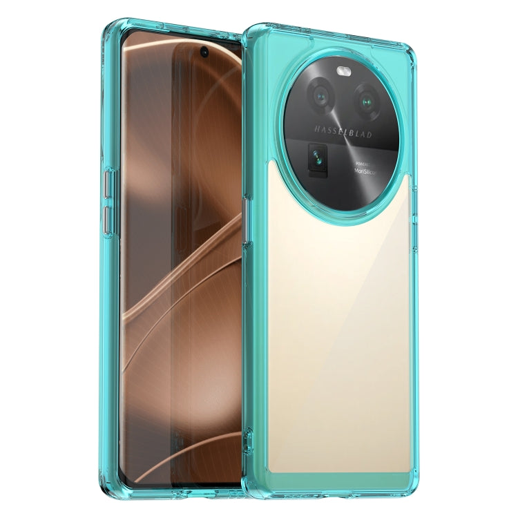 Transparent teal phone case with protective TPU/Acrylic corners and camera cutout