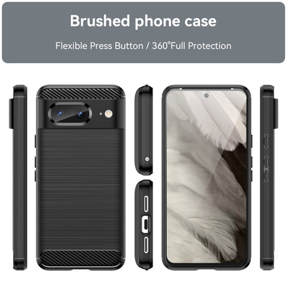 Carbon fiber textured TPU phone case, rear and side views with button and port cutouts