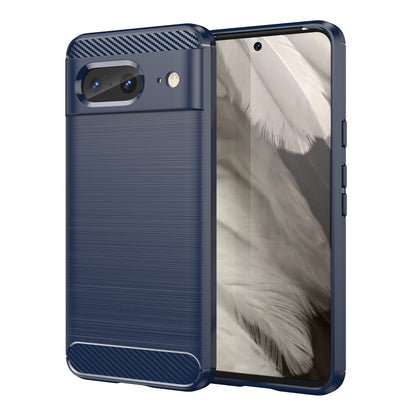 Navy carbon fiber textured TPU phone case with camera cutout and raised edge
