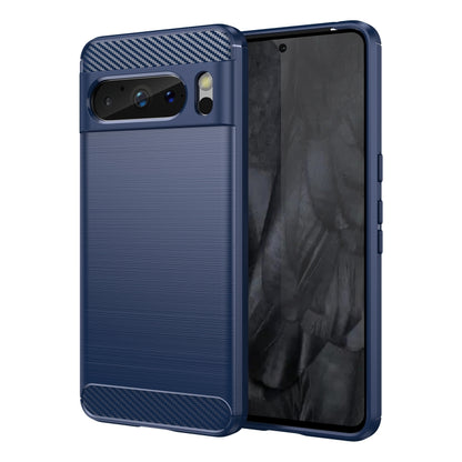 Navy TPU phone case with carbon fiber brushed texture and camera cutouts