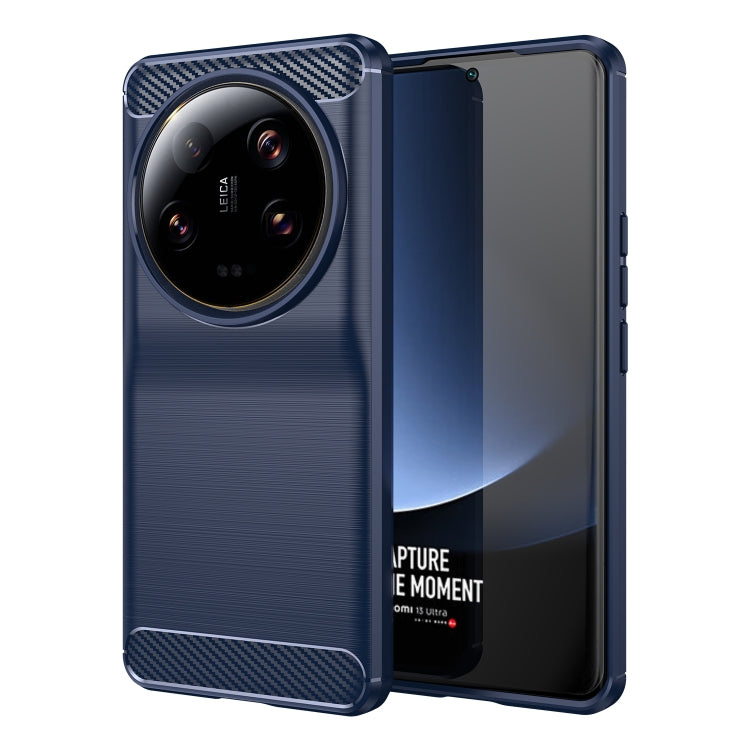 Navy TPU phone case with carbon fiber top and brushed grip texture