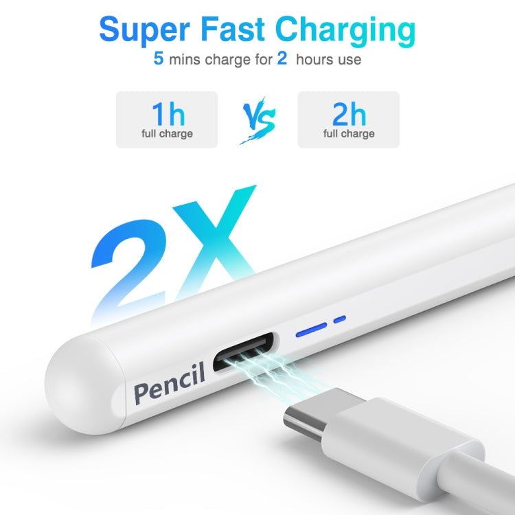 White stylus pen charging connector near the pen body