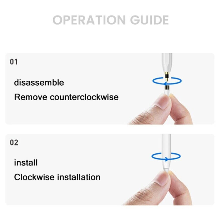Stylus pen tip area shown during nib installation and removal