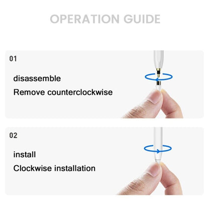 Stylus pen tip area shown during nib installation and removal