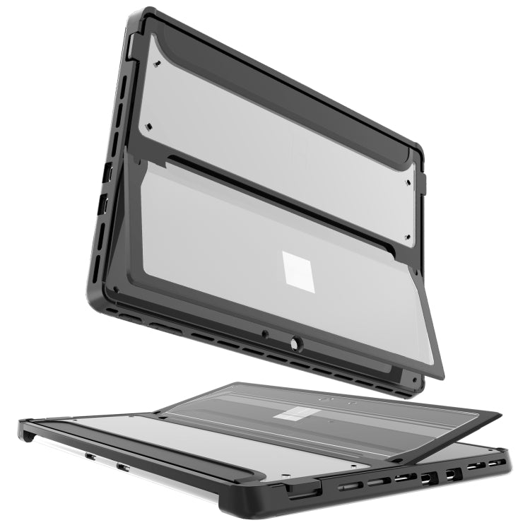 Shockproof tablet case with front cover and rear tray, dark gray