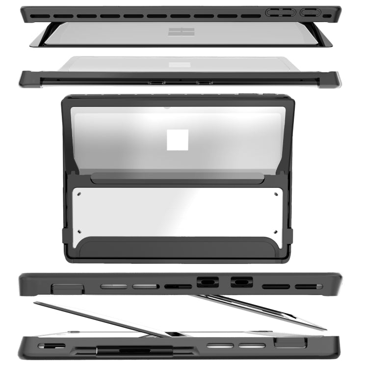 Shockproof tablet case parts set, dark gray with port cutouts
