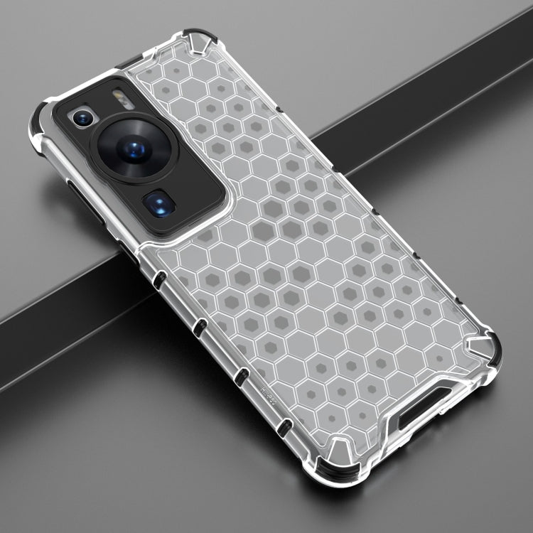 Honeycomb phone case, clear honeycomb hex pattern with silver bumper and camera cutouts