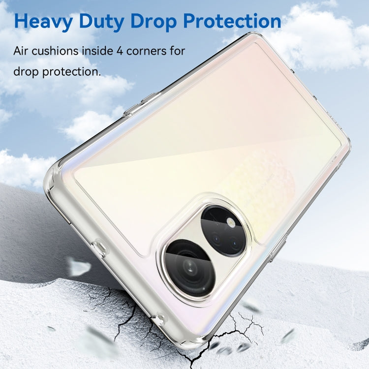 Clear phone case with dual-camera cutout and corner drop-protection rails