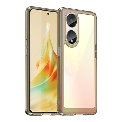 Transparent phone case with dark gray frame and dual-camera cutout