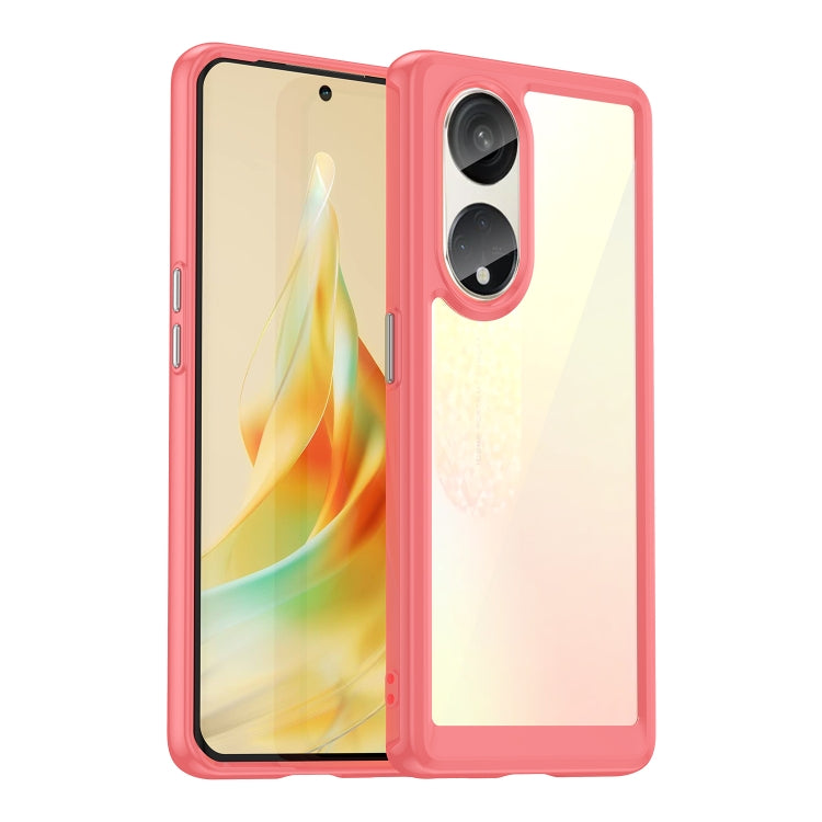 Transparent phone case with red frame and dual-camera cutout