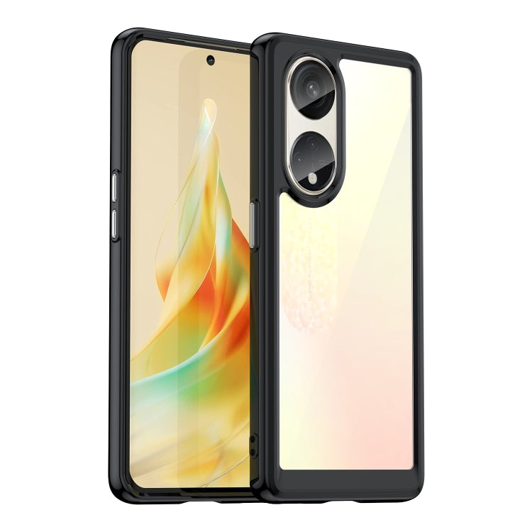 Transparent black phone case with glossy black frame, dual camera cutouts and raised lip