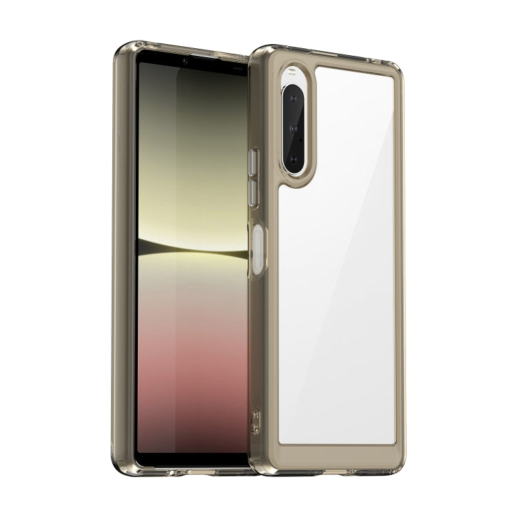 Clear phone case with gray-tinted frame, dual camera cutout and smooth protective corners