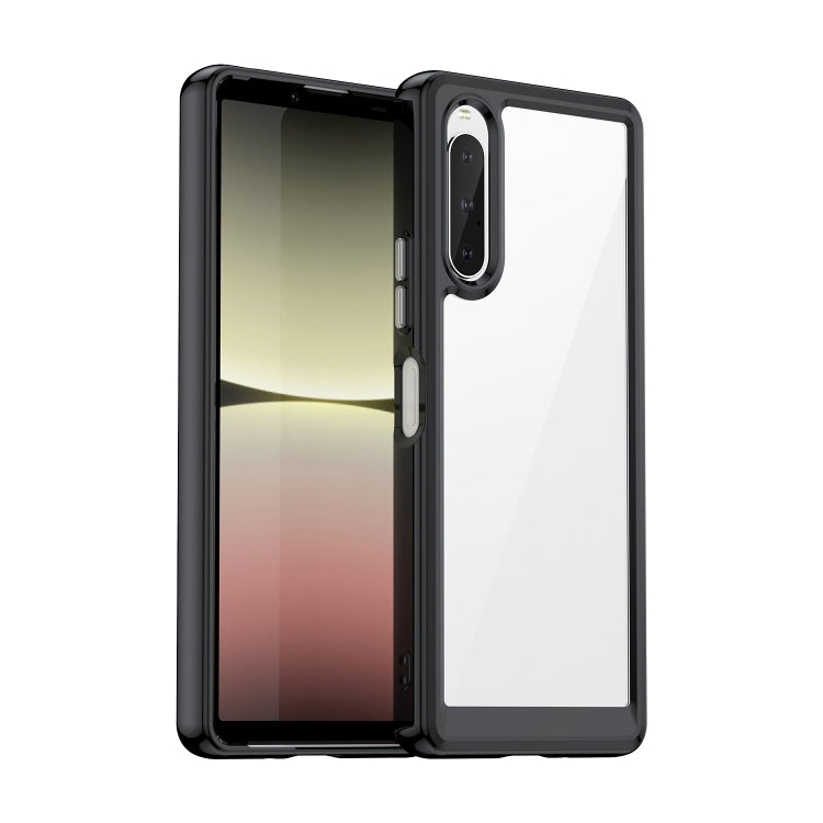 Transparent black acrylic TPU phone case with camera cutout and side button covers