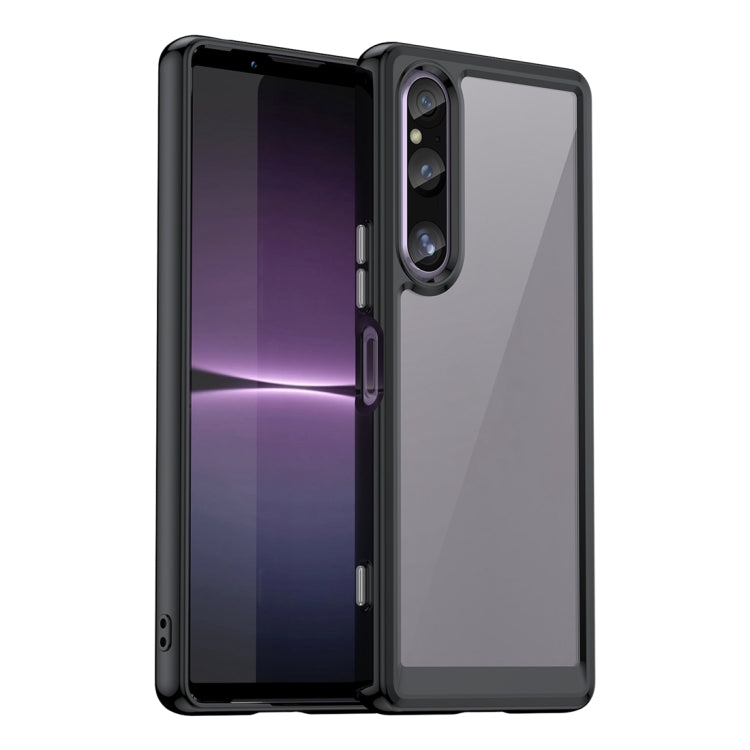 Black phone case with tinted back panel and raised camera protection