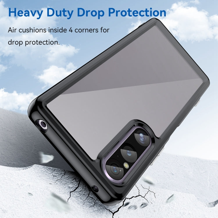 Black rugged phone case with camera lens cutout and shock-absorbing corners