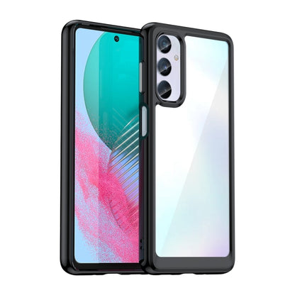 Black phone case with clear back panel and camera lens cutout