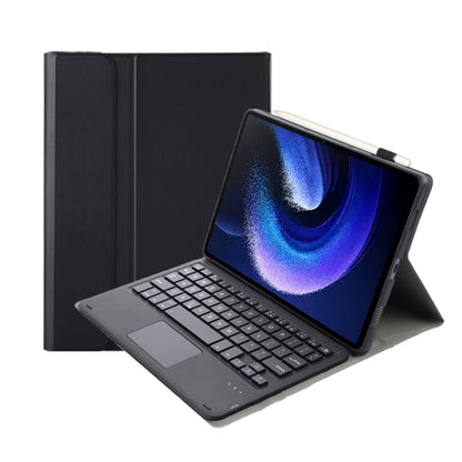 Black lambskin-texture keyboard case with touchpad for tablet