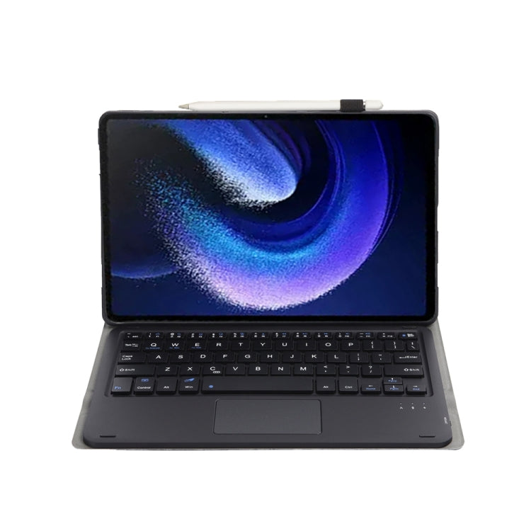 Black keyboard case with touchpad and laptop-style keys for tablet