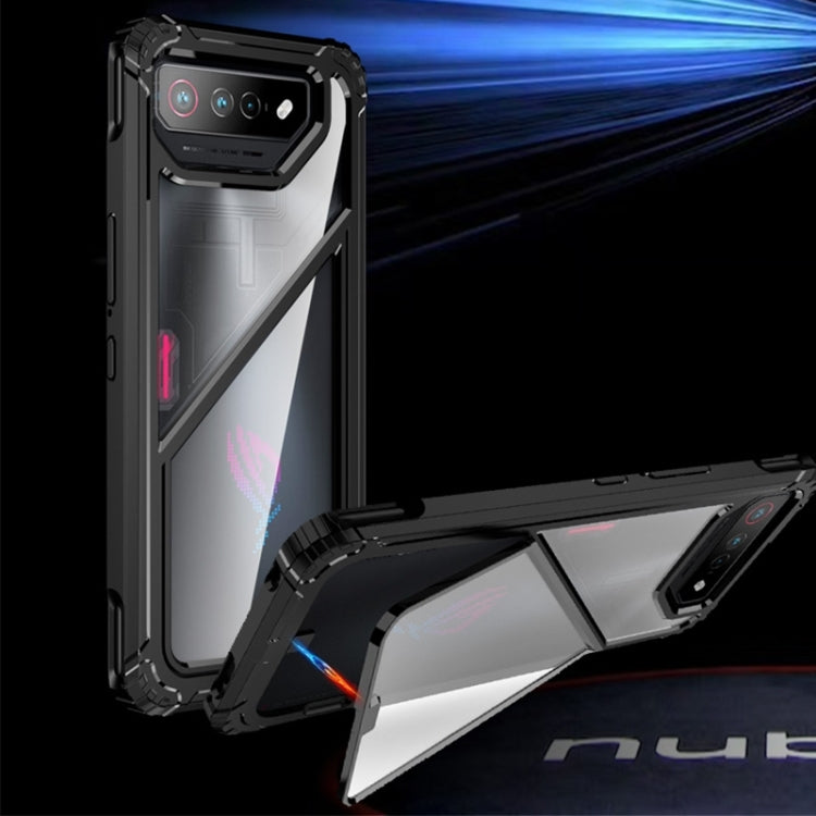 Translucent shockproof phone case with magnetic holder, kickstand attached