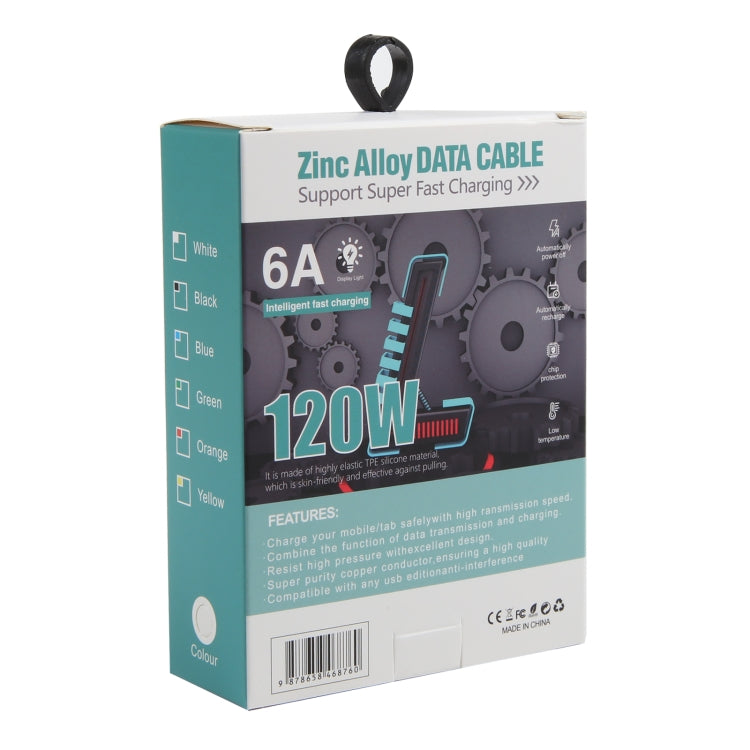 Zinc alloy data cable 120W 6A retail box for 3-in-1 fast charging cable