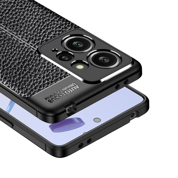 Black textured TPU phone case side view with raised camera bezel and buttons