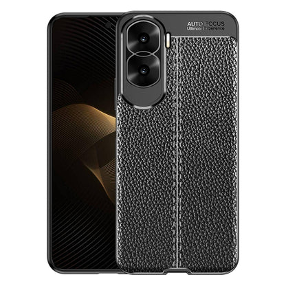Black textured TPU phone case with dual camera cutouts and shockproof edges