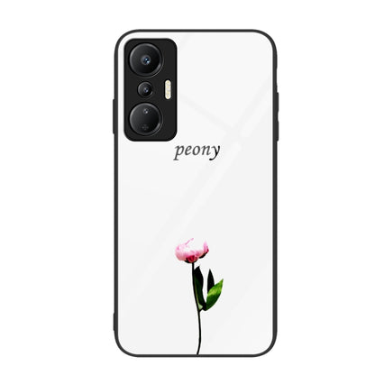 Painted glass phone case with pink peony flower design