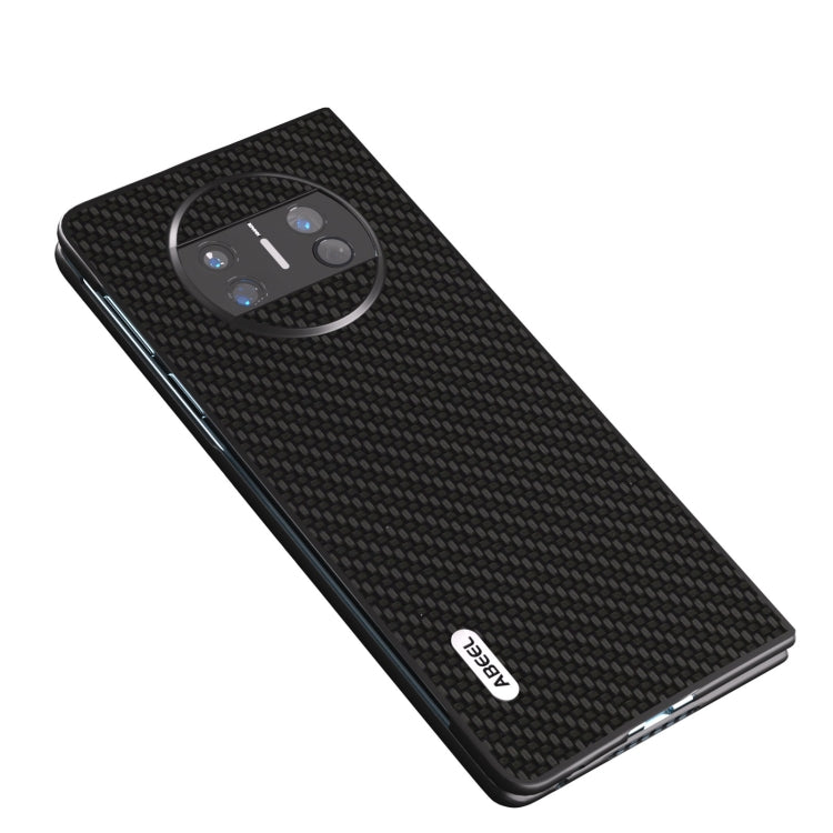 Carbon fiber texture protective phone case for Huawei Mate X3, black with circular camera cutout