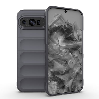 Dark grey TPU phone case with textured flaps and camera cutouts for Pixel phone