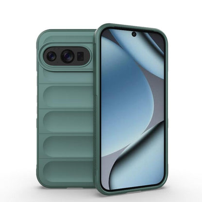 Dark green TPU phone case with flannel lining, thick bumper and camera cutout