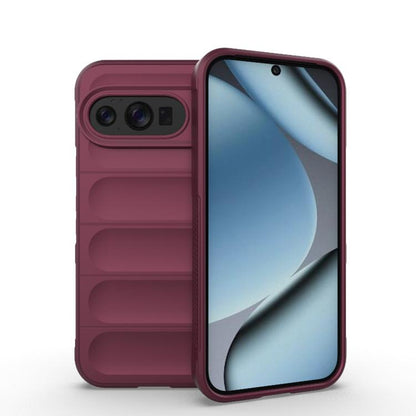 TPU + flannel phone case, wine red with camera cutout and card-slot design