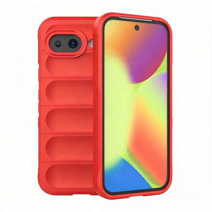 Red TPU phone case with flannel lining, raised camera cutouts and side grip