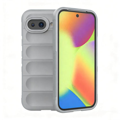 Gray TPU phone case with flannel lining, raised camera cutouts and side grip