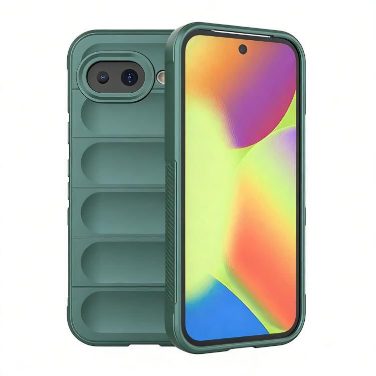 Dark green TPU phone case with flannel lining, raised camera cutouts and side grip