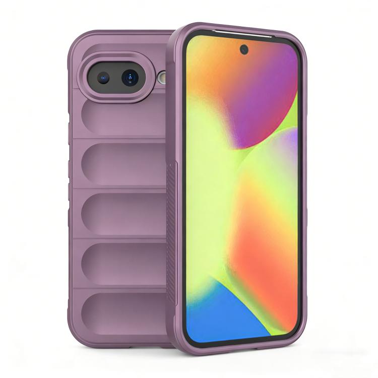 Purple TPU phone case with flannel lining, raised edges and camera cutout