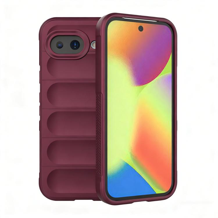 Wine red TPU phone case with flannel lining, raised edges and camera cutout