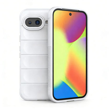 White TPU phone case with flannel lining, raised edges and camera cutout