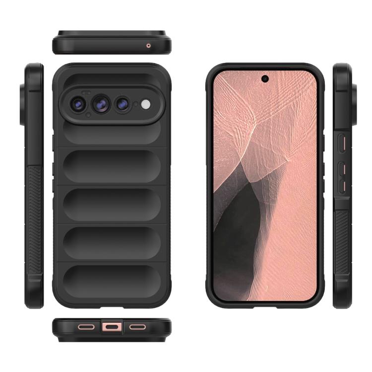 Black TPU and flannel phone case with front cover and side buttons