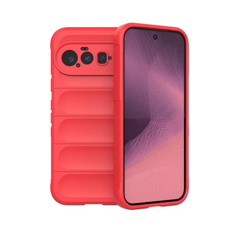 TPU phone case with flannel lining, red back with purple-to-pink display window
