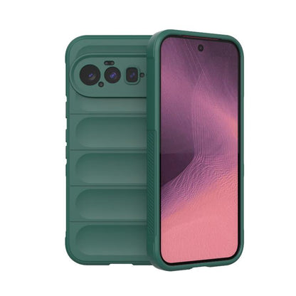 TPU phone case with flannel lining, dark green back with purple-to-pink display window