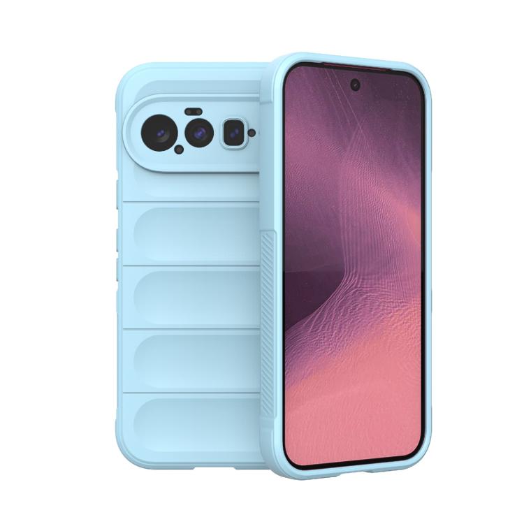 TPU phone case with flannel lining, light blue, with camera cutouts and raised edges