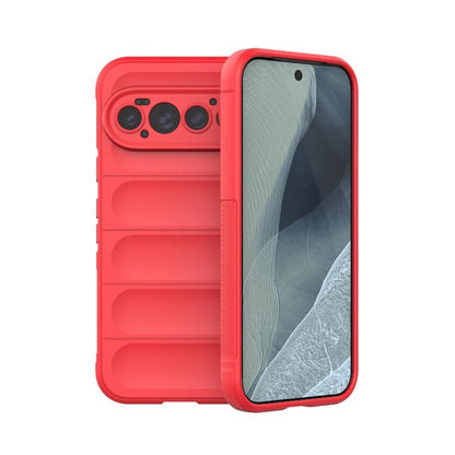 TPU phone case with flannel lining, red, with camera cutouts and raised edges
