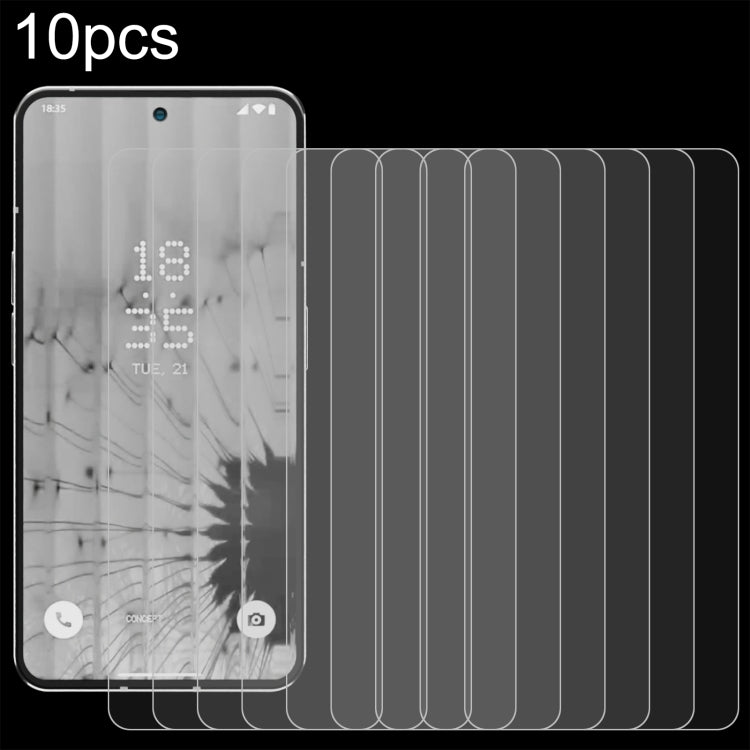 Tempered glass screen protector set (10) with clear 2.5D curved film for phone screen