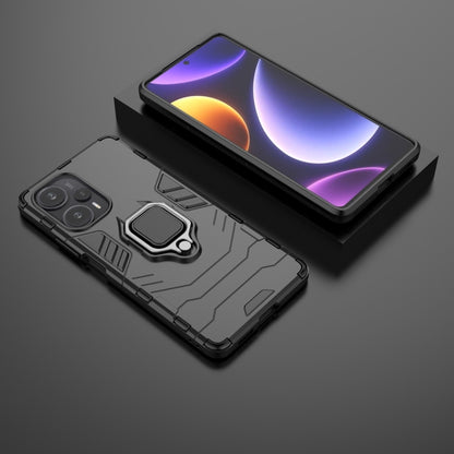 Magnetic ring holder phone case set with rugged PC TPU shell, black colorway