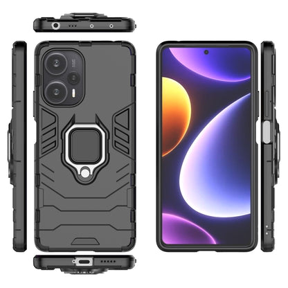 Rugged magnetic ring holder phone case with PC TPU protection, black